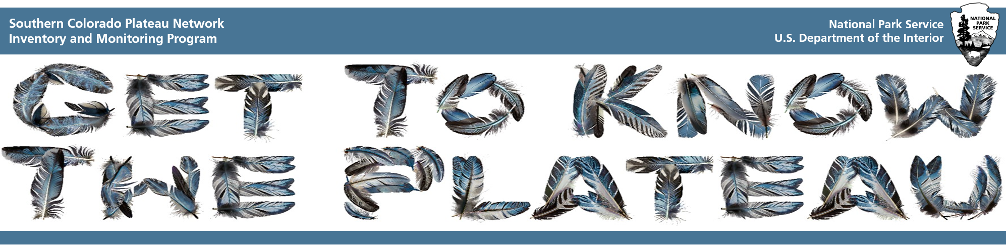 A banner with the words "Get to Know the Plateau" made out of feathers.