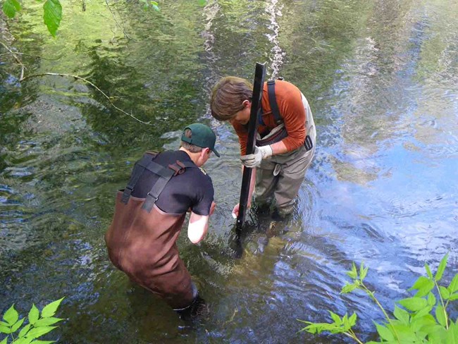water quality on Salmon River, GLBA collecting wate quality data