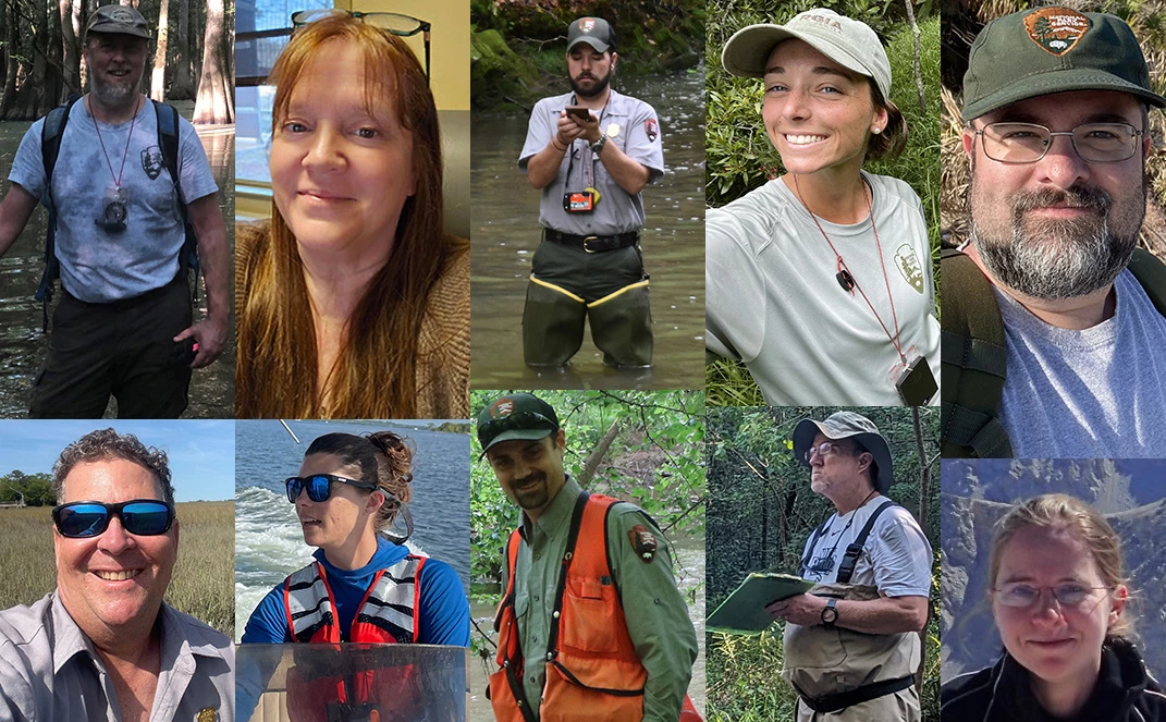SECN Staff June 2025 Collage of headshots and field pics of SECN staff