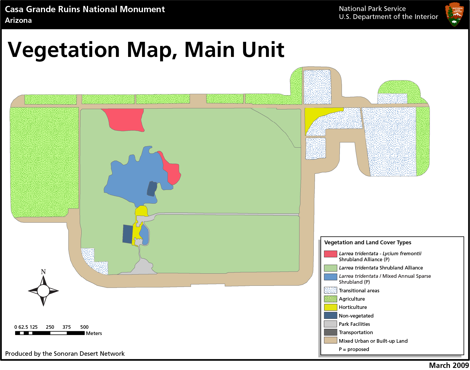 Vegetation map showing mostly creosotebush