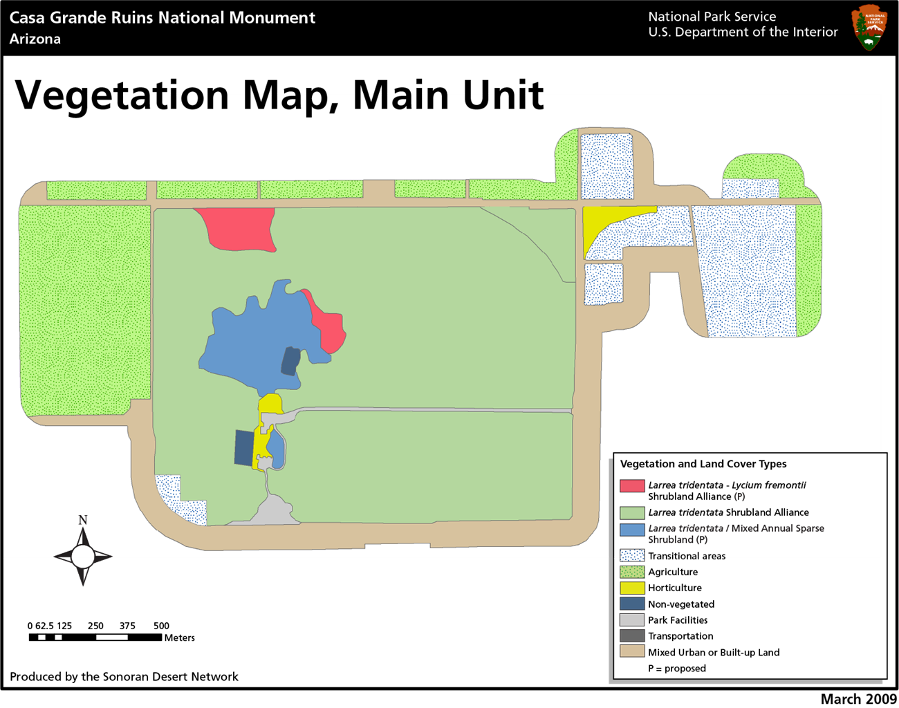 Vegetation map showing mostly creosotebush