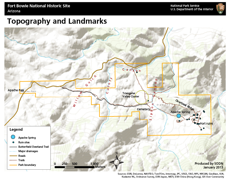 Topography of Fort Bowie National Historic Site