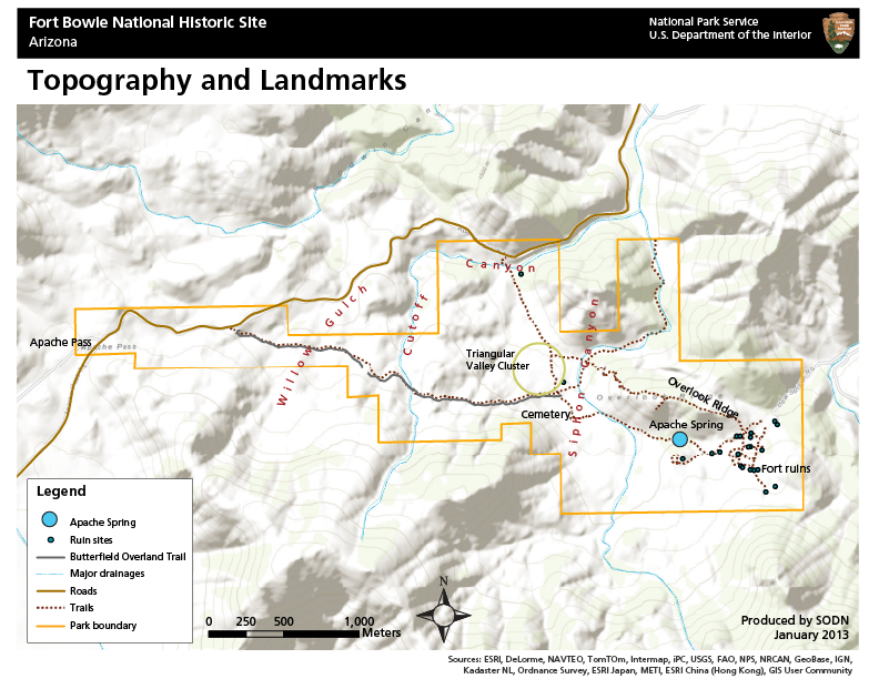 Topography of Fort Bowie National Historic Site