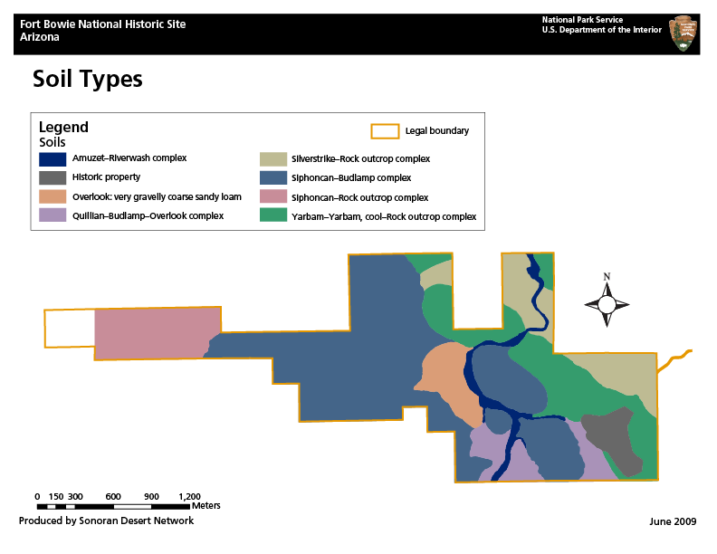 Soil map for Fort Bowie National Historic Site