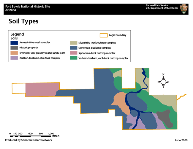 Soil map for Fort Bowie National Historic Site