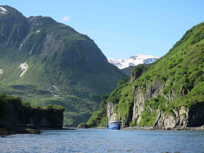 KATM Coast The rugged Katmai coast and narrow inlet.