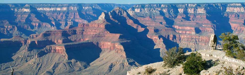 View of colorful peaks within Grand Canyon. 