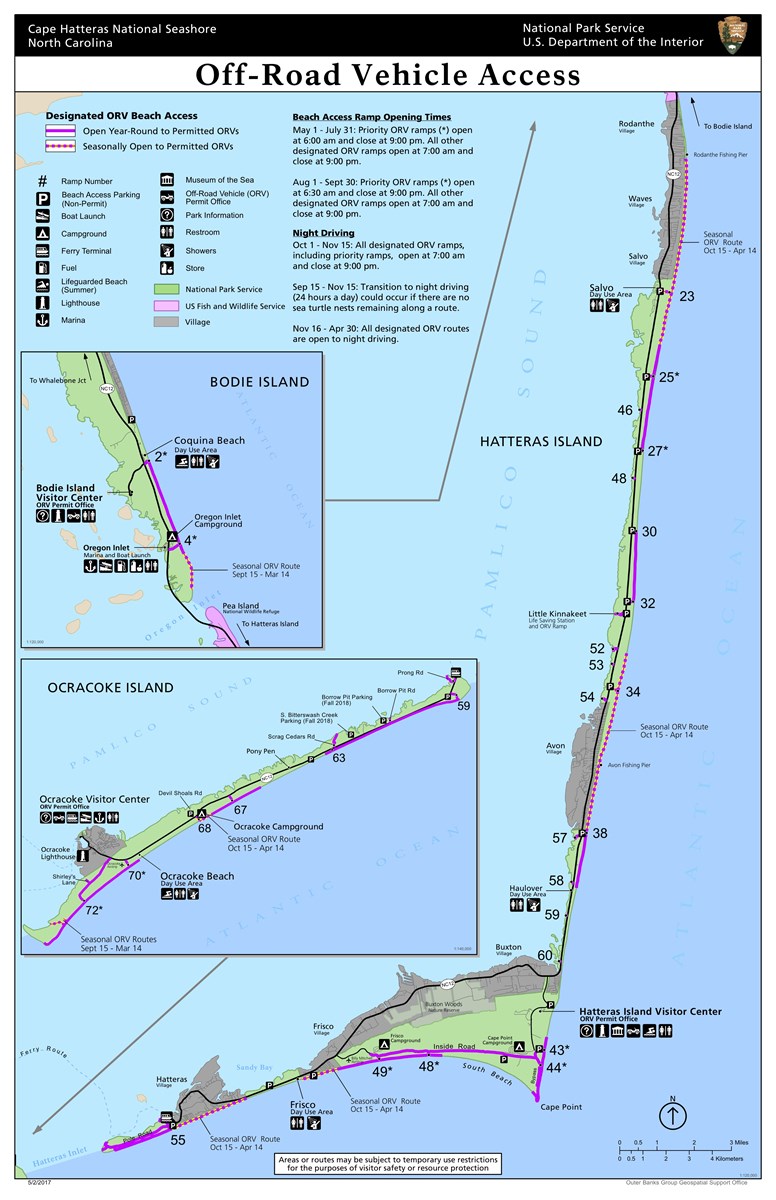 2017 Cape Hatteras National Seashore Off-Road Vehicle Map