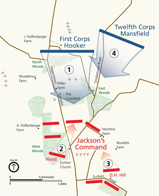 Map of fighting in the Cornfield