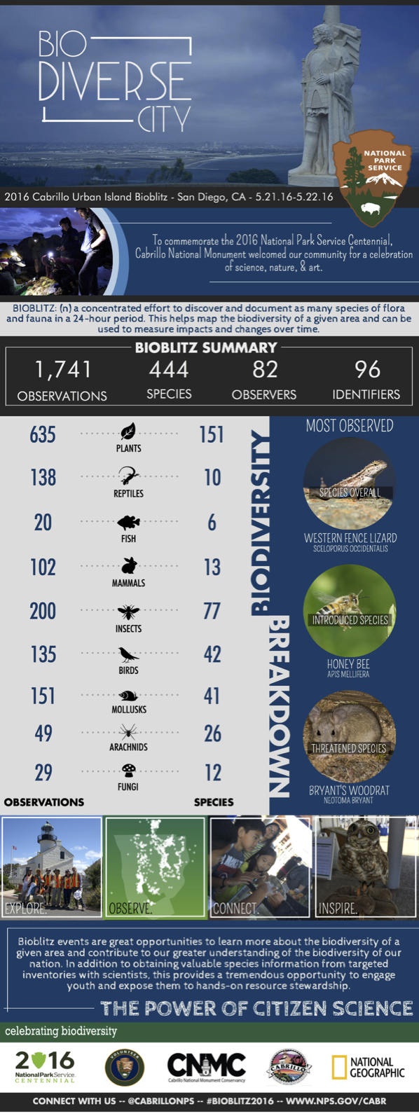 Poster showing results from the BioBlitz at Cabrillo