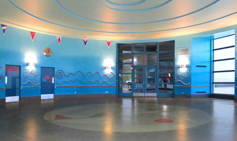 Image of a blue-painted, restored historic room in the Maritime Museum.