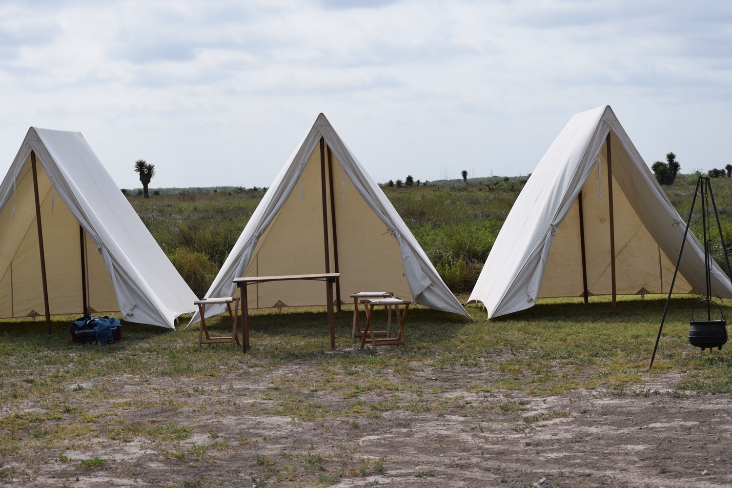 Tents setup to portray a United States Army camp back in 1846