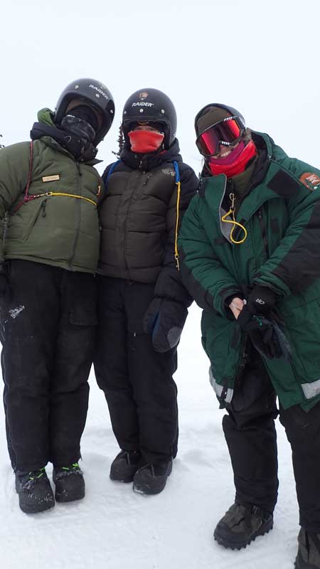 denali highway three park rangers in winter gear