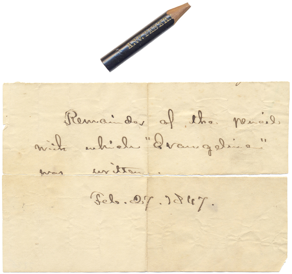 The pencil with which Henry Wadsworth Longfellow wrote the initial draft of 
