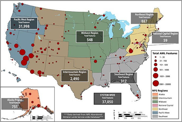 U.S. map with aml locations marked