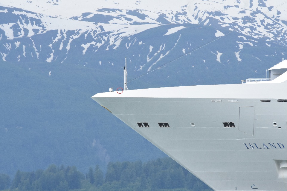 cruise ship observer cruise ship observer barely visible on the bow