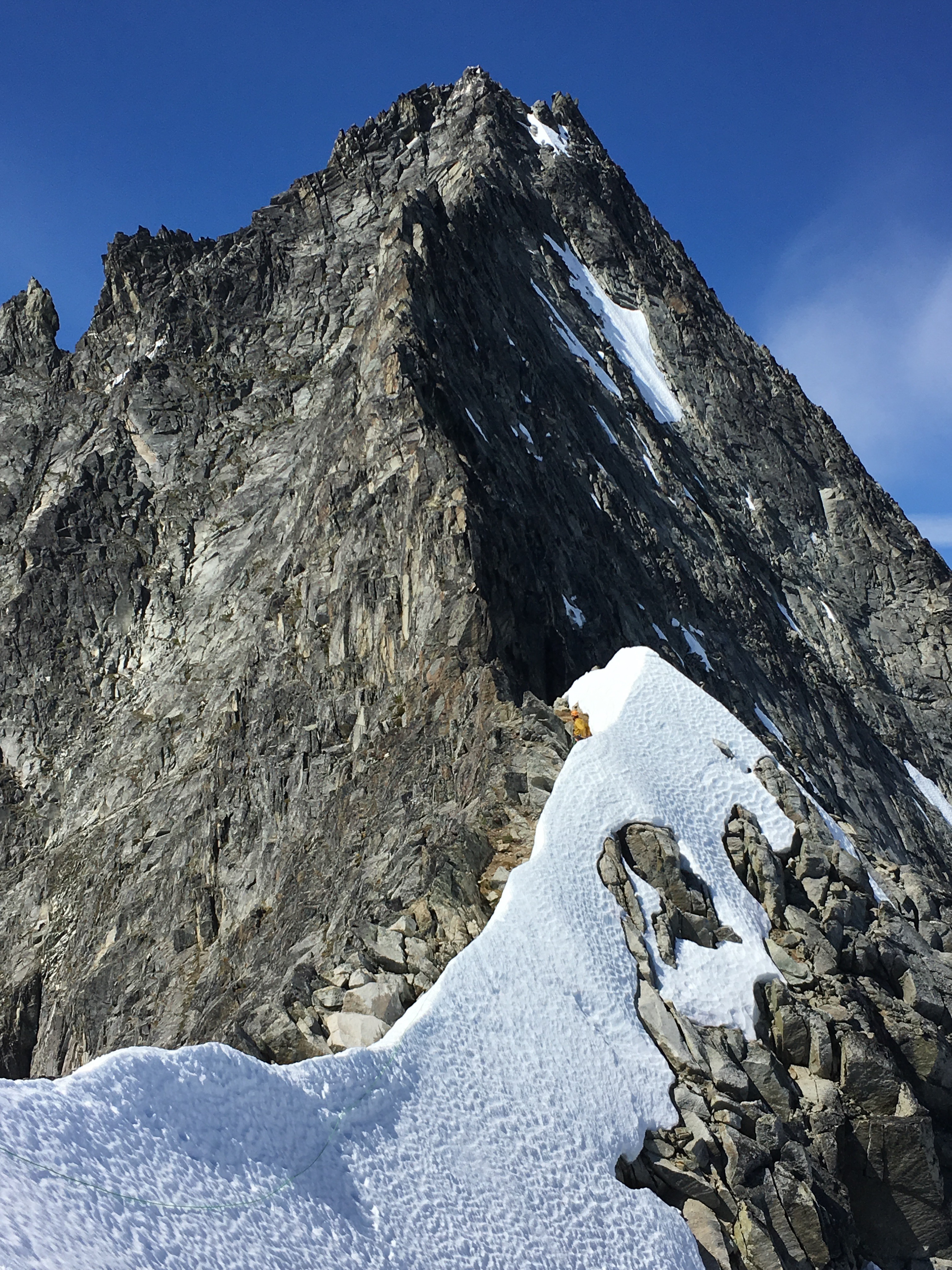 The upper 5 pitches of the North Ridge on Forbidden Peak.