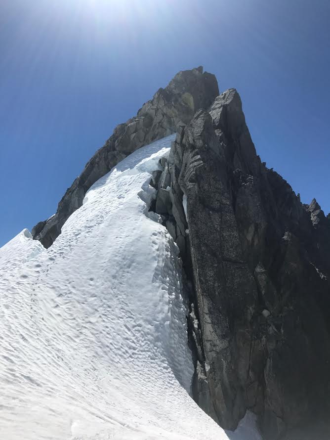 The snow gully sometimes used to access the NW Ridge of Dorado Needle