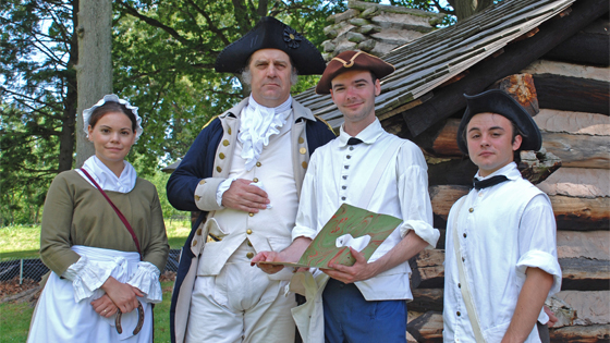 Secrets and Spies by Historic Philadelphia, Inc. Gen Washington standing with three of his trusted spies.