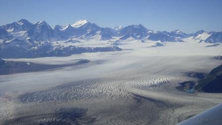 Brady Icefield and Fairweather Mountains icefield beneath mountains