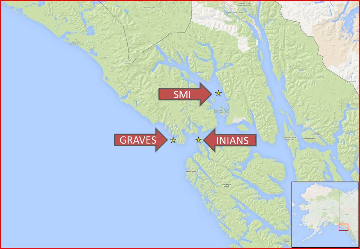 Map of sea lion haul outs, GBNP map of sea lion haul outs in Glacier Bay NP
