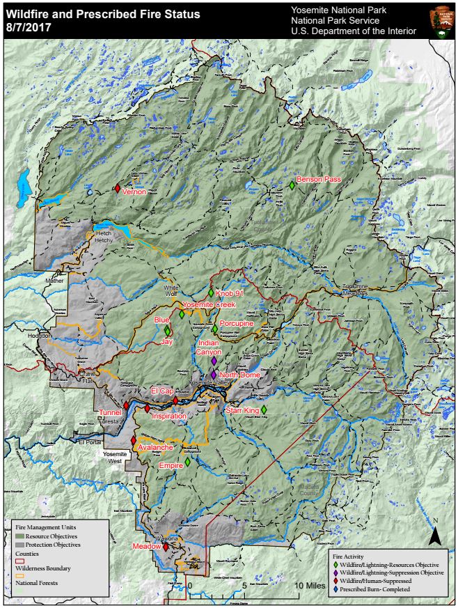 Yosemite Fire Map 8.13.17