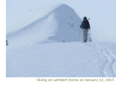 Ranger skiing on Lembert Dome