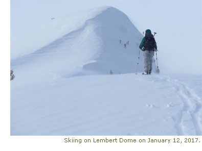 Ranger skiing on Lembert Dome Ranger skiing on Lembert Dome