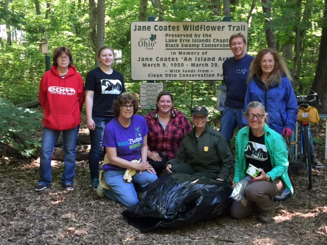 Volunteers that pulled Garlic Mustard Victoria Roggenbeck, Samantha Newhouse, Karen Wilhelm, Alyssa Kudray, Kathie Holbrook, Lisa Brohl, and Ed and Rikki Herdendorf recently pulled 14 large bags of garlic mustard.