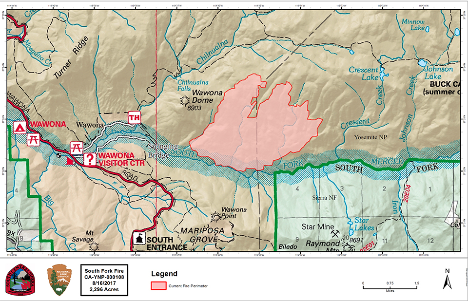 South Fork Fire Map - 8.16.17 Map showing the South Fork Fire perimeter as of 8.16.17