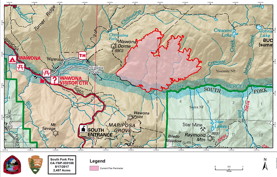 Map showing South Fork Fire as of 8.17.17