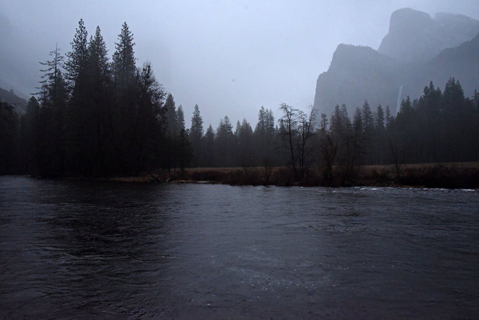 River swelling and filling with flood water