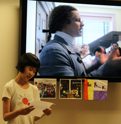 Student reads creative work