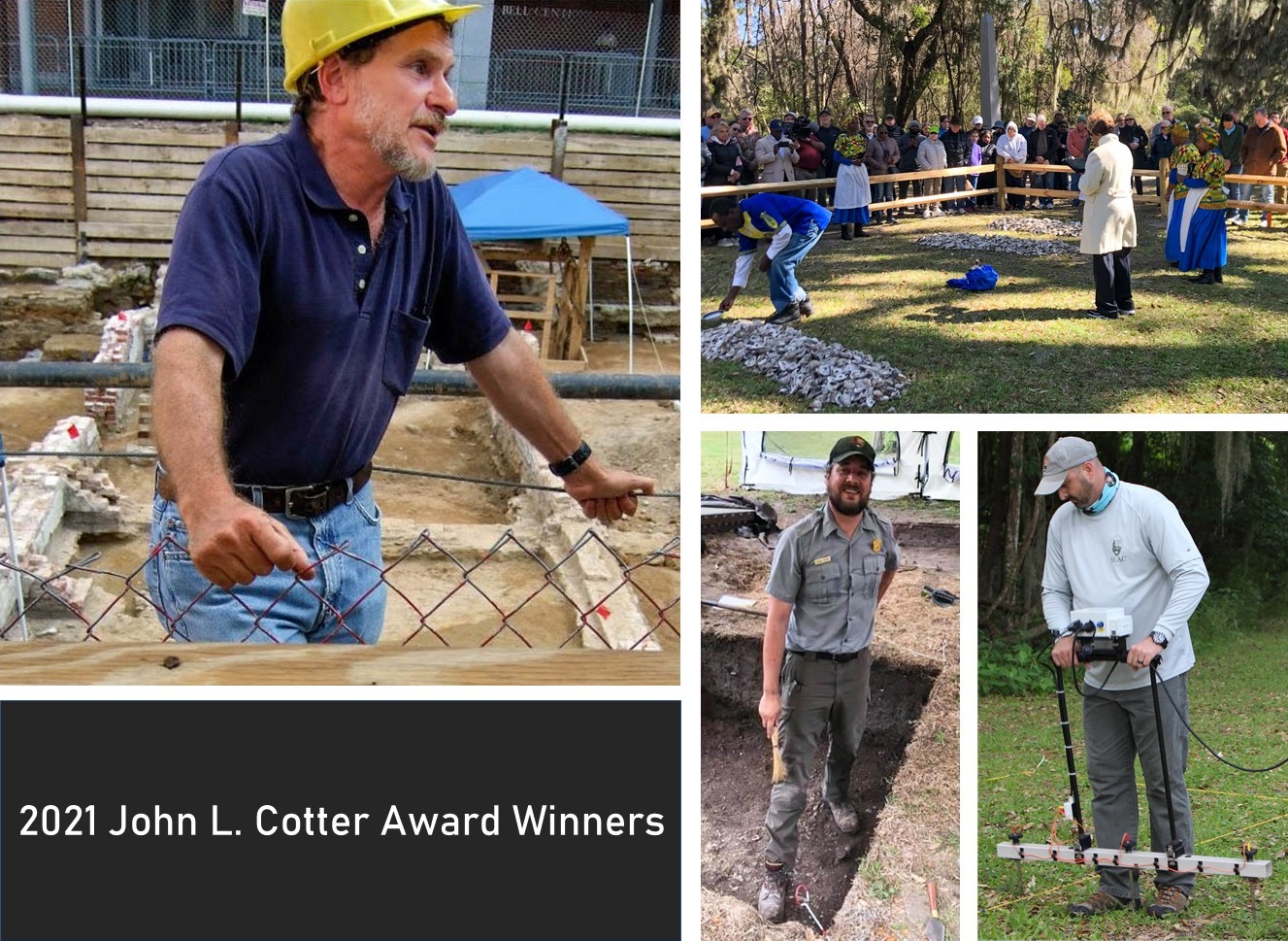 Cotter_winners_crop composite of four images of NPS staff working in archeological sites