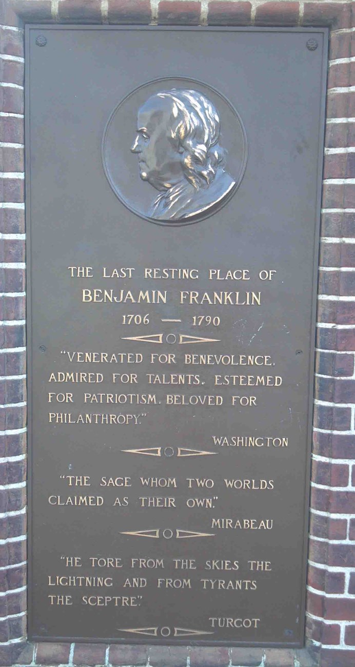 Plaque at Franklin's gravesite