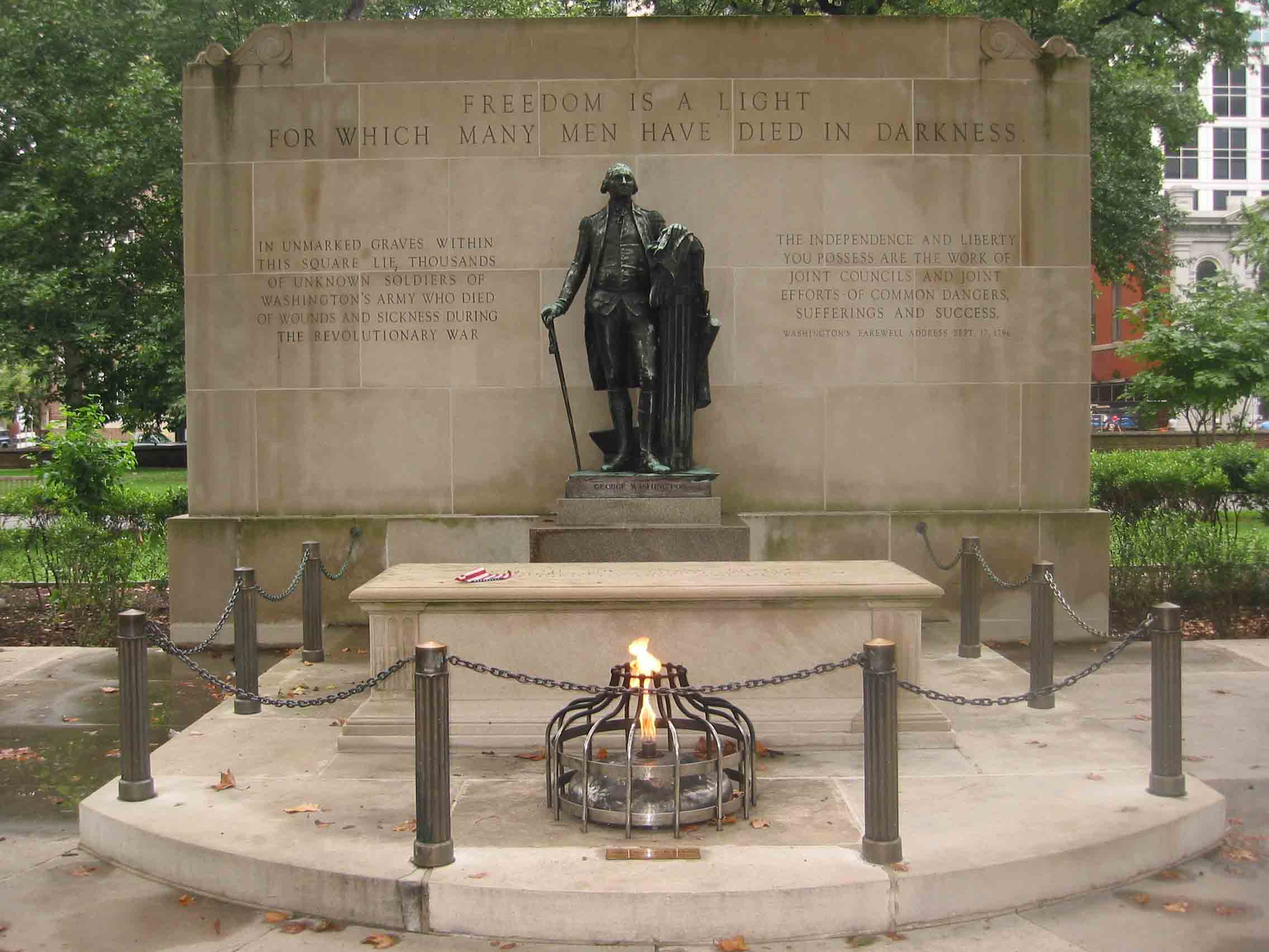 Plaques and Statues in the Park Independence National Historical Park