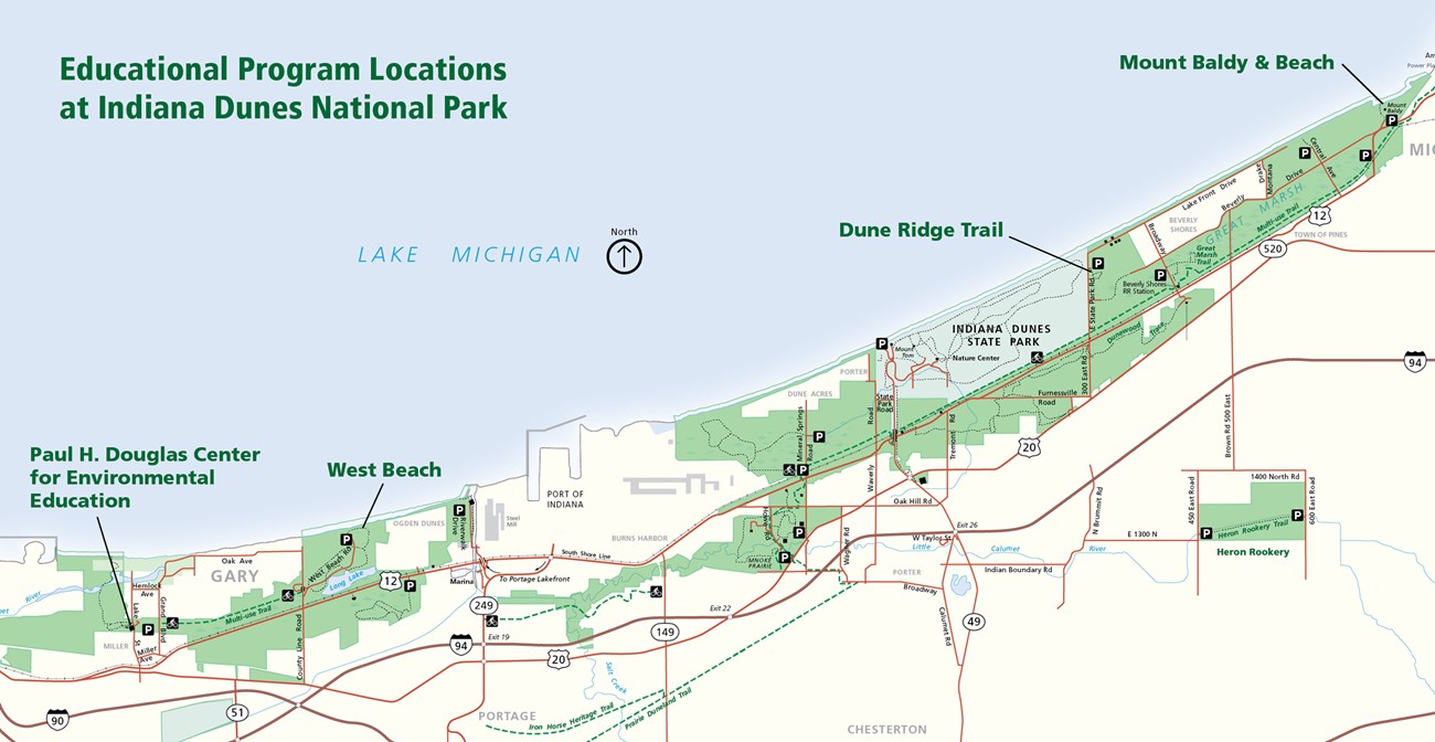 Simple park map with program locations.