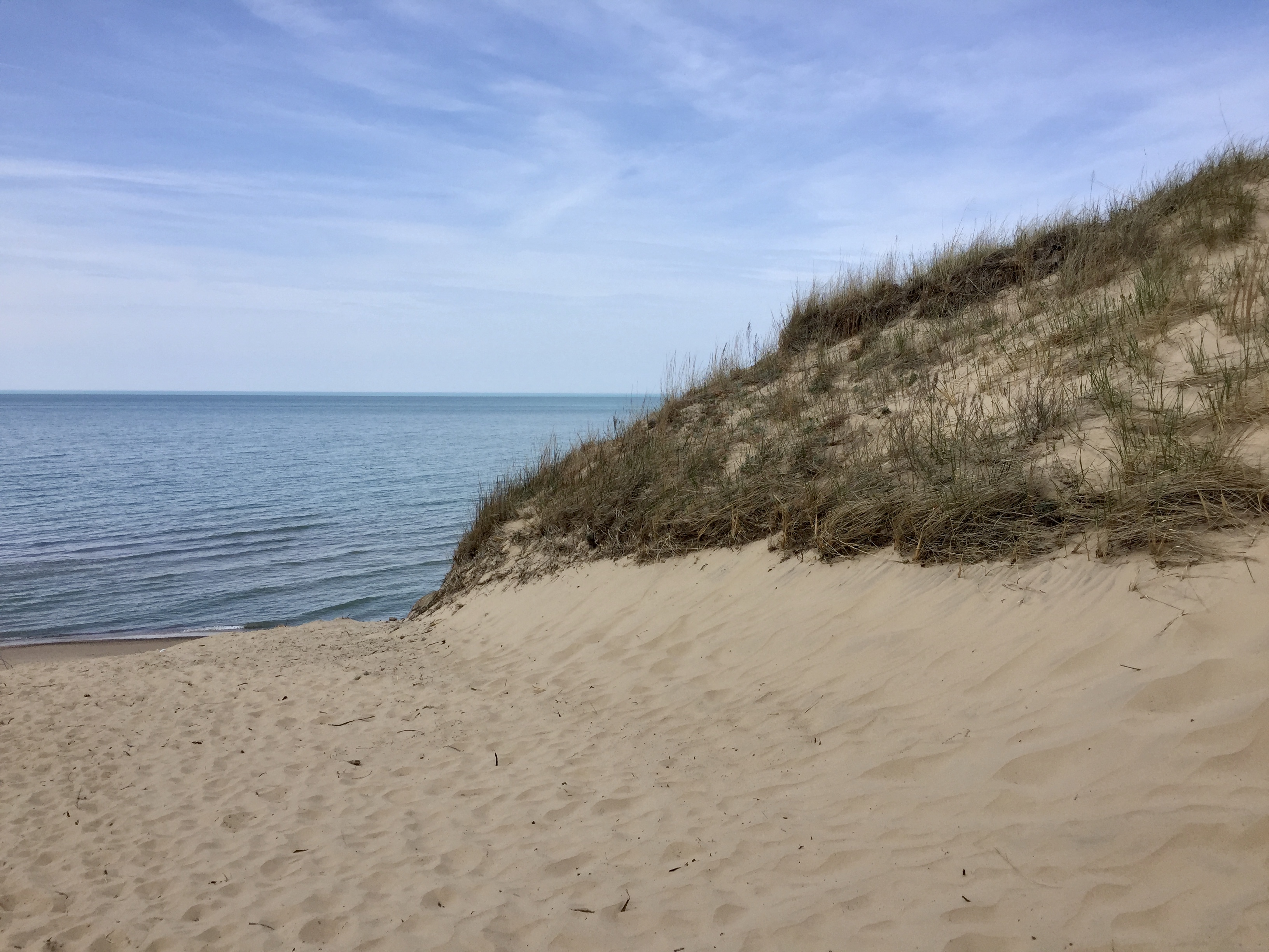 central beach view before going down View of Lake Michigan from the edge of Central Beach