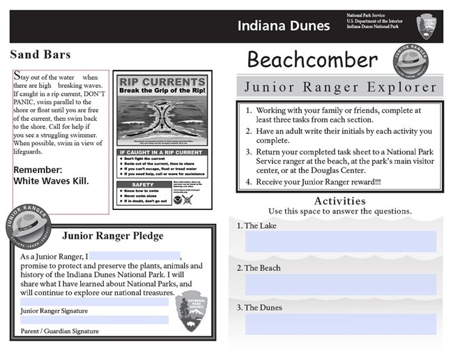 First page of the beach comber explorer sheet