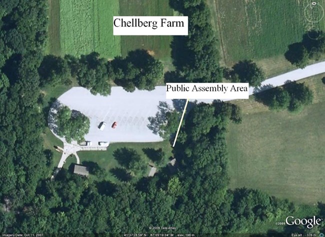 Arial Photo of Approved Public Assembly Area Chellberg Farm Picnic Area Front Lawn