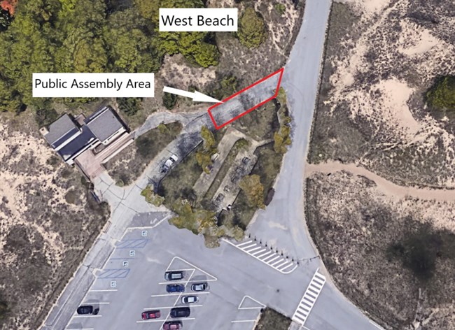 Arial photo of Approved Public Assembly Area West Beach Walkway Northwest of Picnic Area