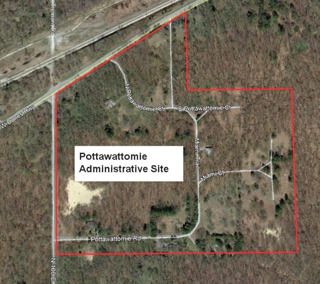 Arial Photo of Public Closure Area Pottawattomie Administrative Site