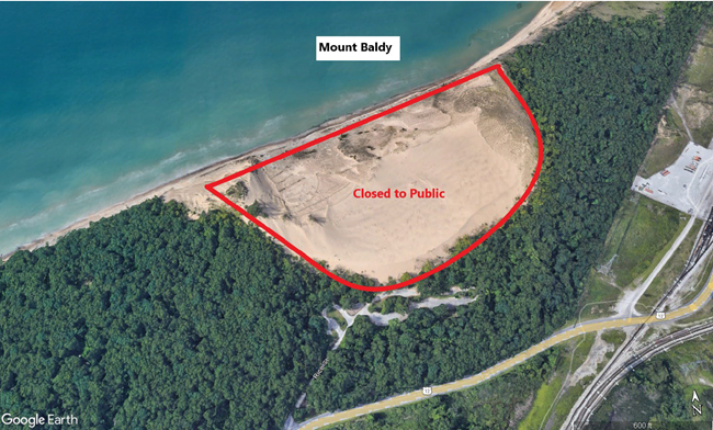 Arial Photo of Public Closure Area: Mount Baldy Dune
