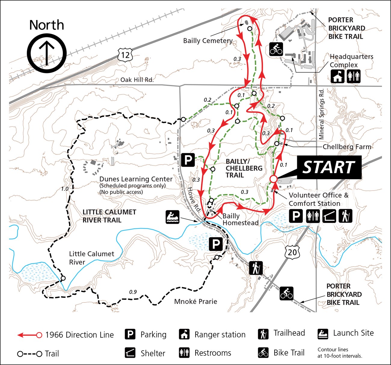 Bailly Chellberg Trail 1966 Hiking Challenge Map