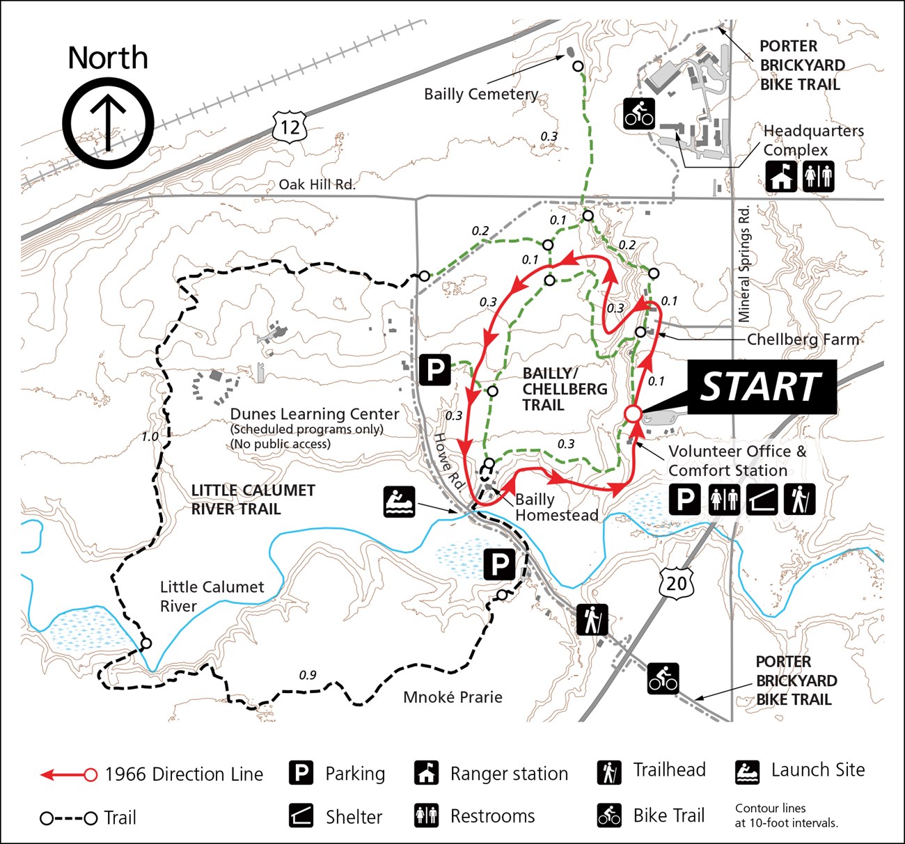 Bailly Chellberg Trail 1966 Hiking Challenge Map