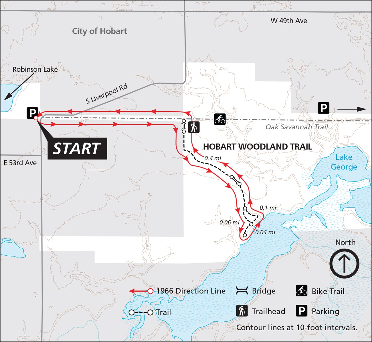 Hobart Woodland Trail 1966 Hiking Challenge Map