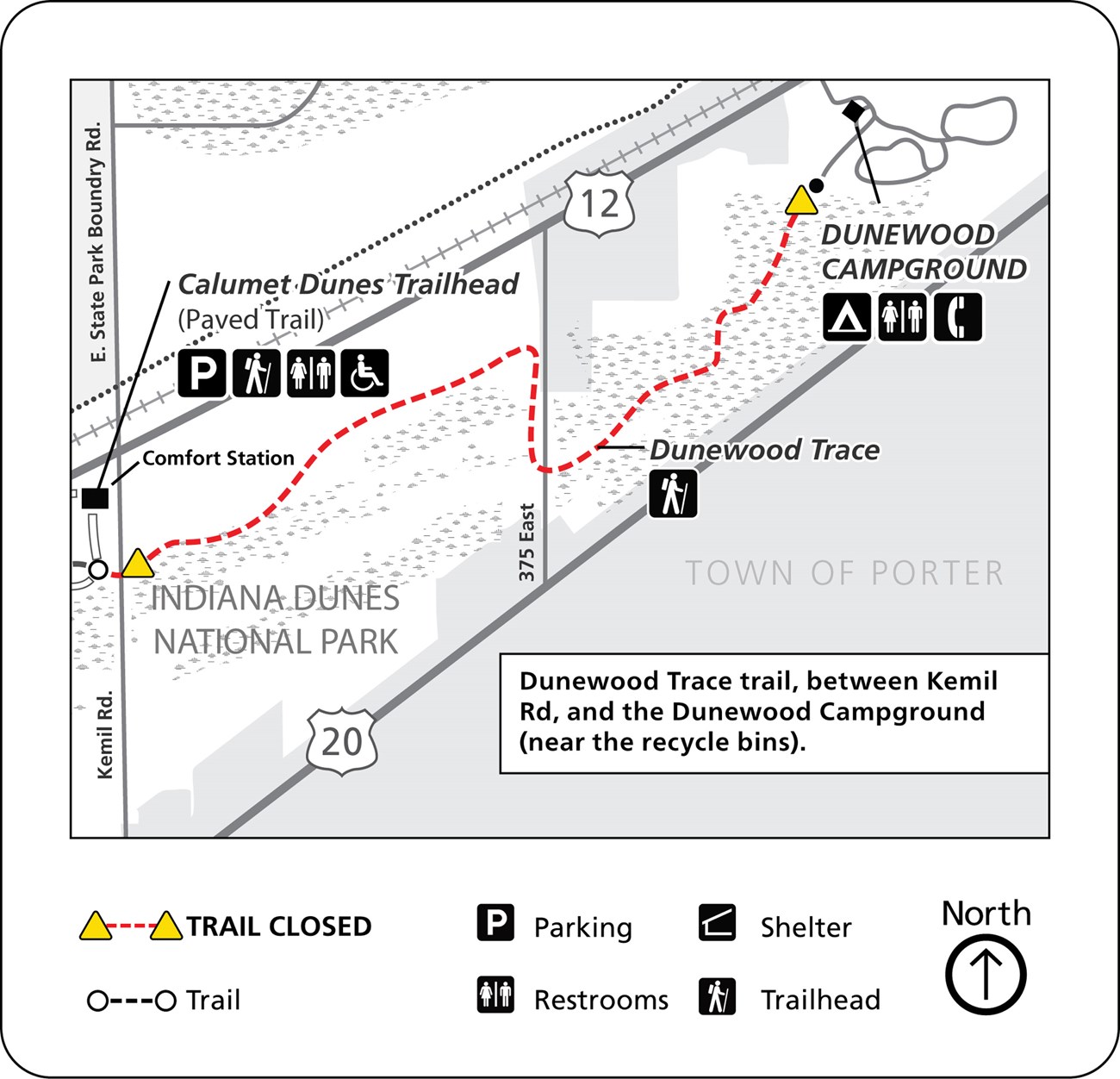 Trail Closed Map Dunewood Trace