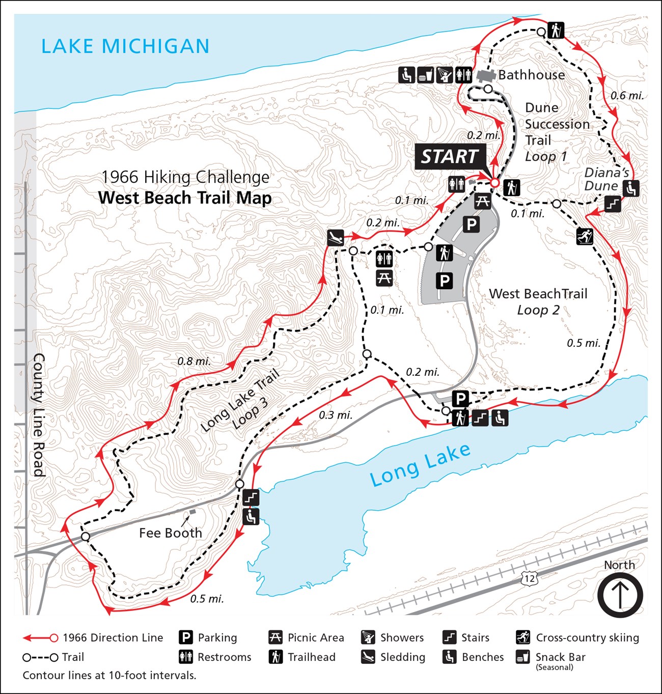 1966 Hiking Challenge West Beach Trail Map