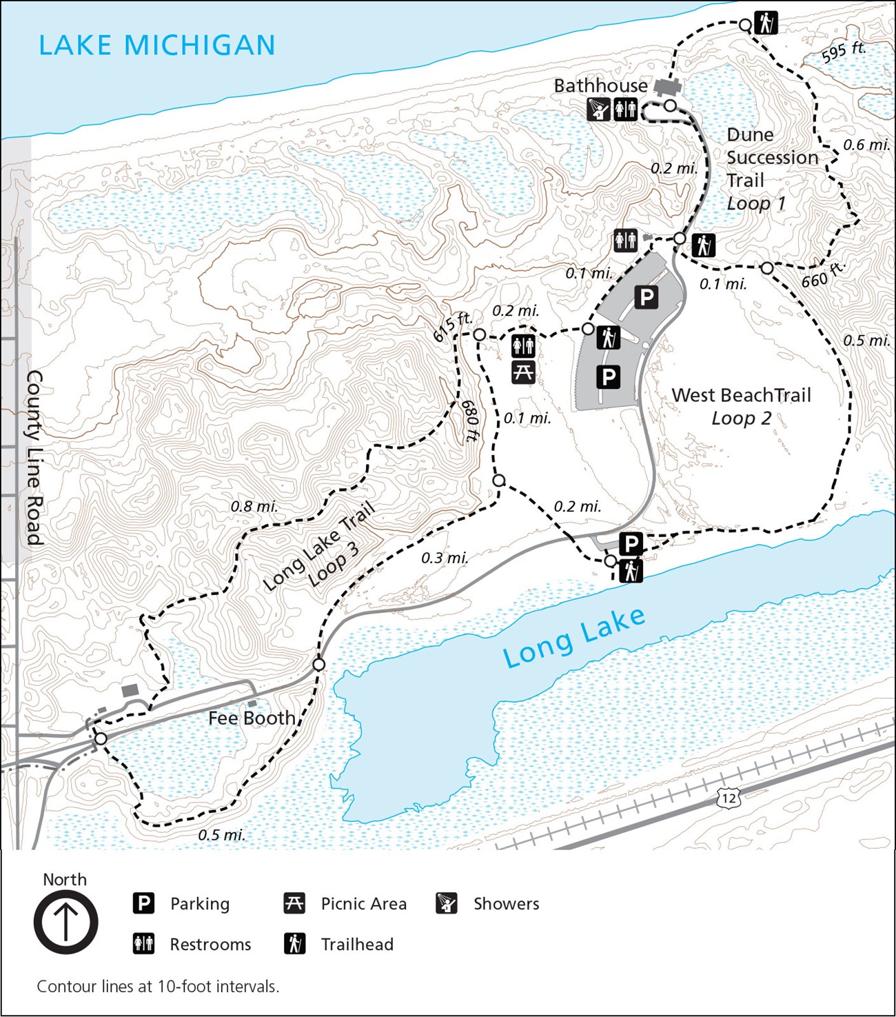 West Beach Trail Map of Indiana Dunes National Park