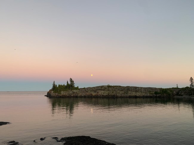 moonlit twilight of the water and Scoville Point